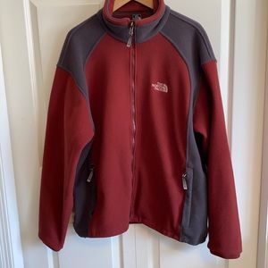 Men’s North Face Maroon and Grey Full Zip Fleece - XL